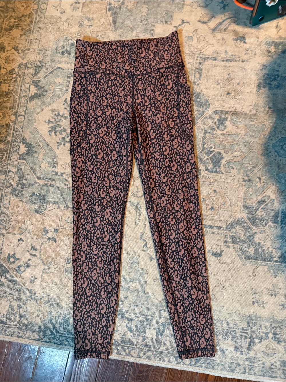 Old Navy Black and Pink Leopard High-Rise Leggings